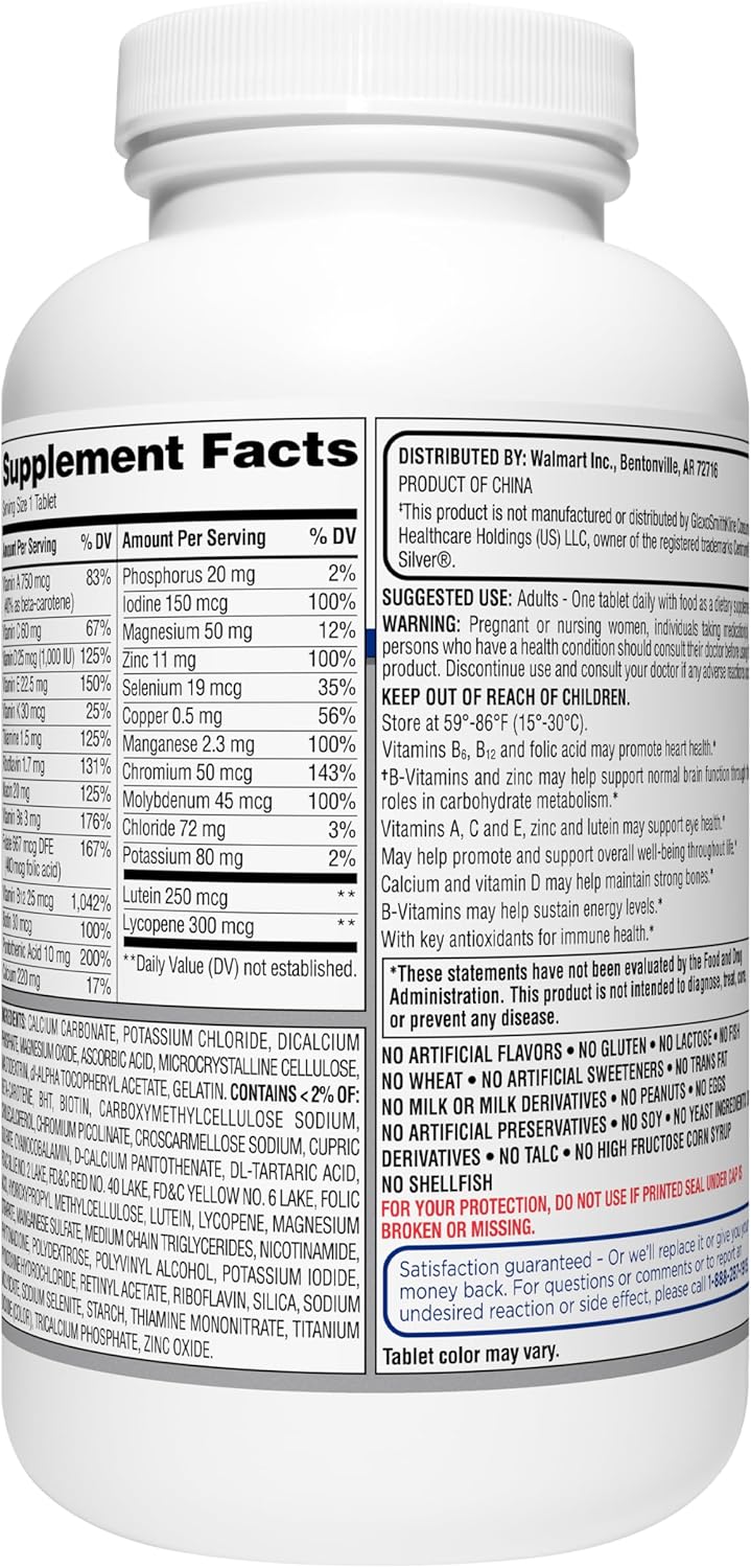 Explorador Equate Adults 50+ Multivitamin/Multimineral Supplement Tablets, 450 Count with Gift Card
