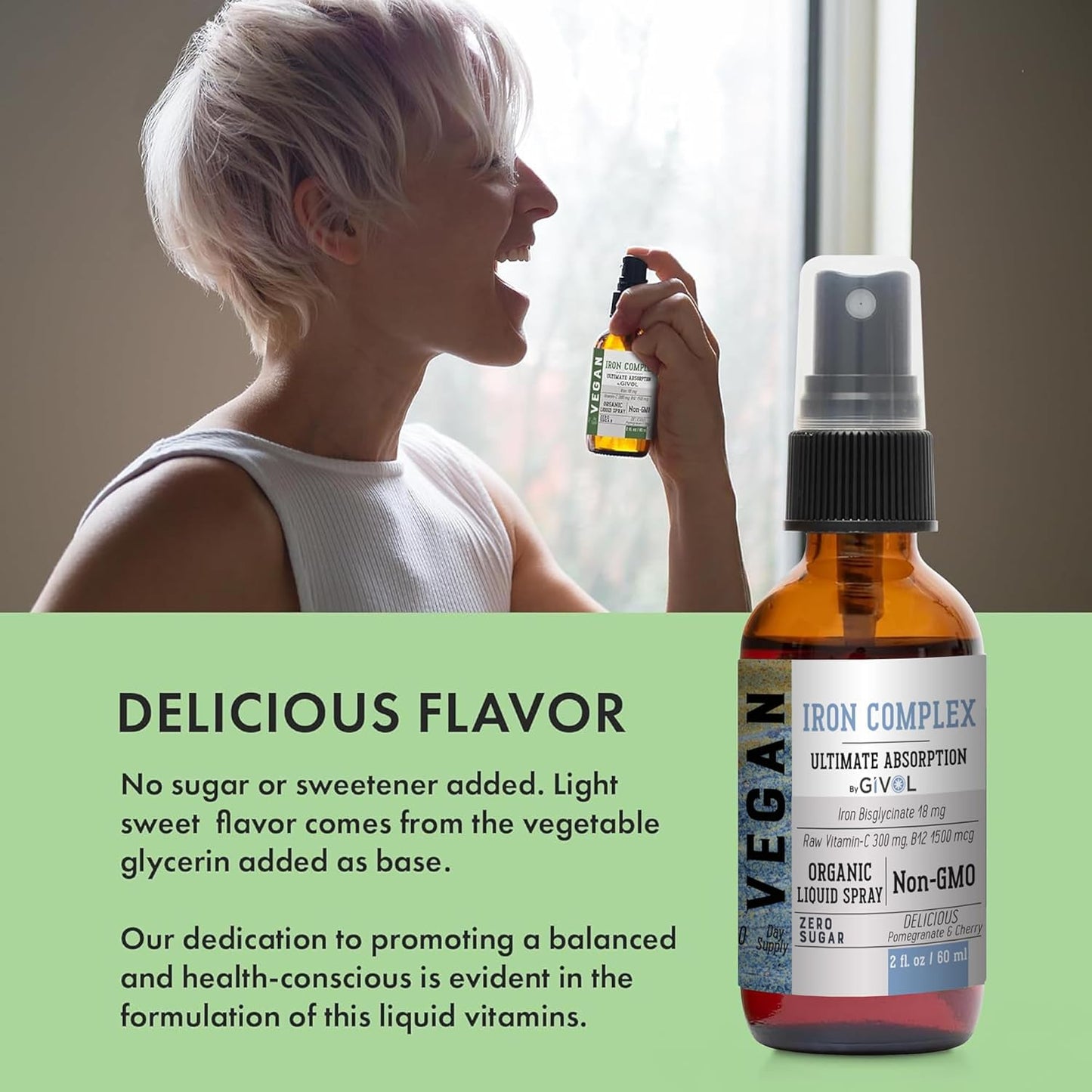 Extra Strength Iron Supplement with Vitamin C, B12, and Zinc Boost Mist for Energy, Immunity, and Elderberry Extract