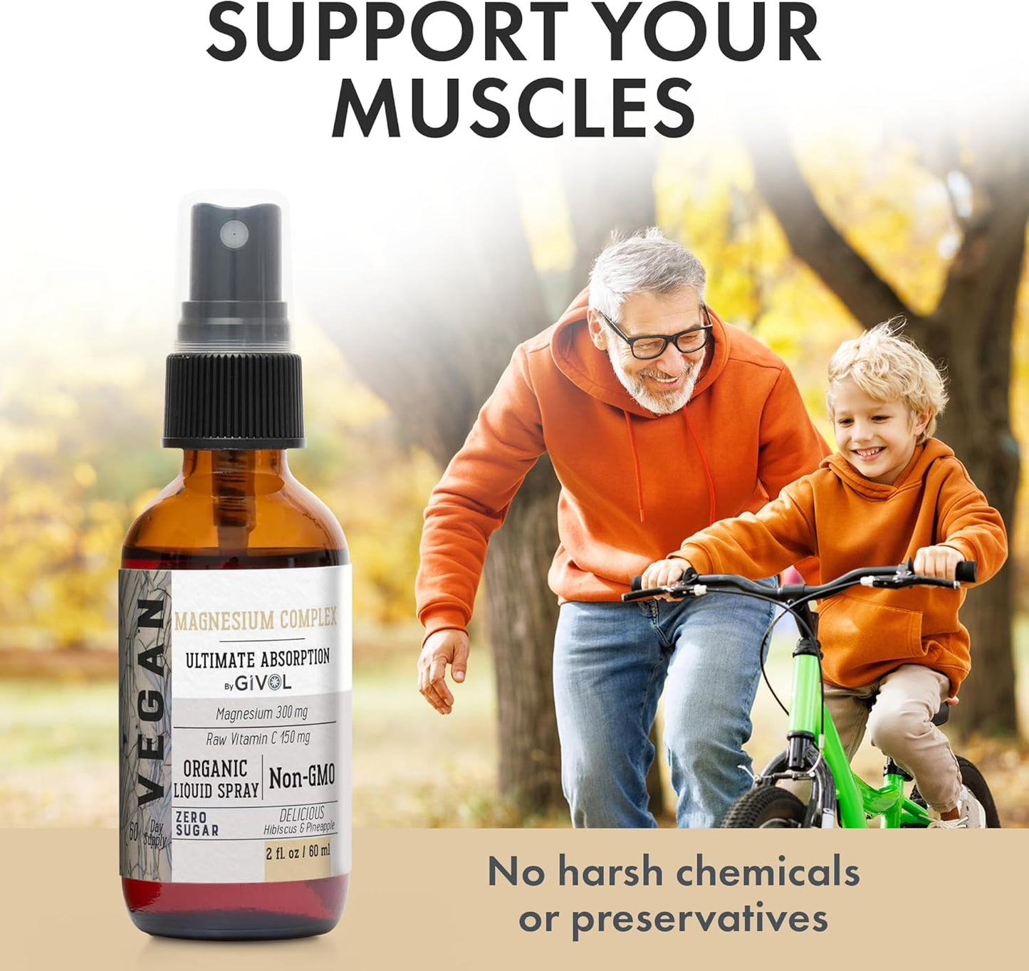 Extra Strength Tri Magnesium Complex Liquid Spray with Vitamin C and Zinc Boost - Sugar Free Elderberry Extract - 300mg Magnesium Biglycinate, Citrate & Taurate - 40mg Zinc - GIVOL