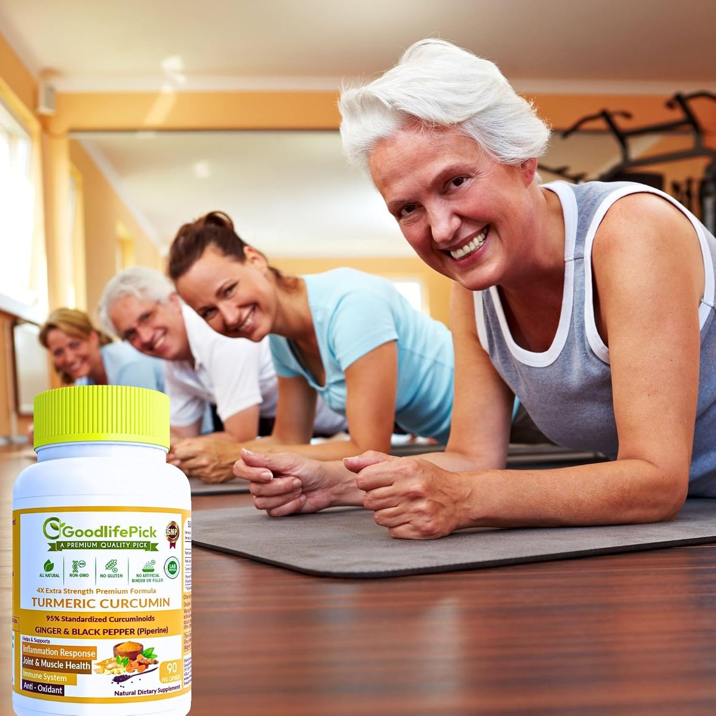 Extra Strength Turmeric Curcumin Capsules with Ginger, Black Pepper Extract - 95% Curcuminoids - NonGMO, All Natural - 90 Veg Capsules