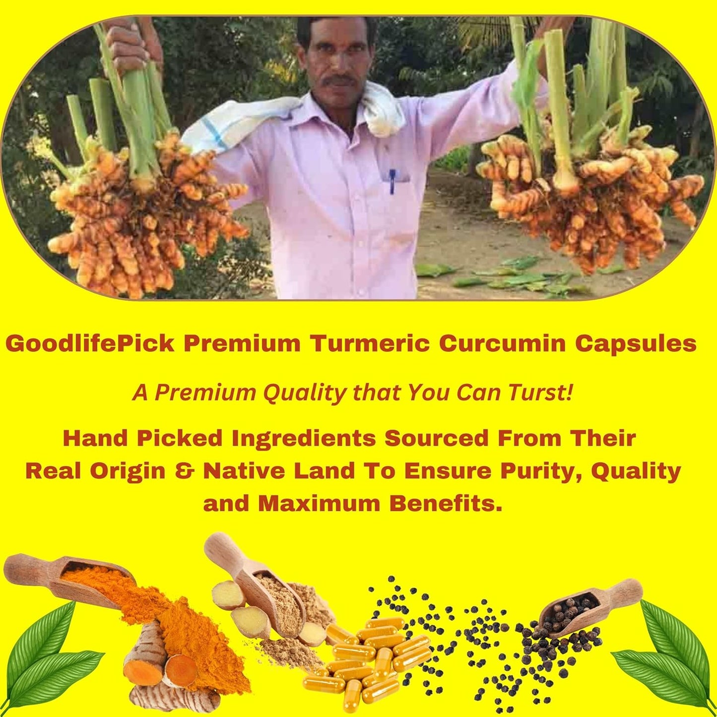 Extra Strength Turmeric Curcumin Capsules with Ginger, Black Pepper Extract - 95% Curcuminoids - NonGMO, All Natural - 90 Veg Capsules