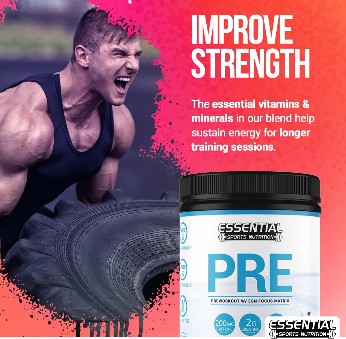 Extreme Berry Blast Pre-Workout Supplement with Creatine, Focus Formula, and Caffeine