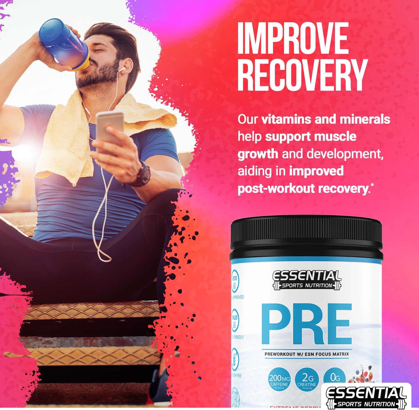 Extreme Berry Blast Pre-Workout Supplement with Creatine, Focus Formula, and Caffeine