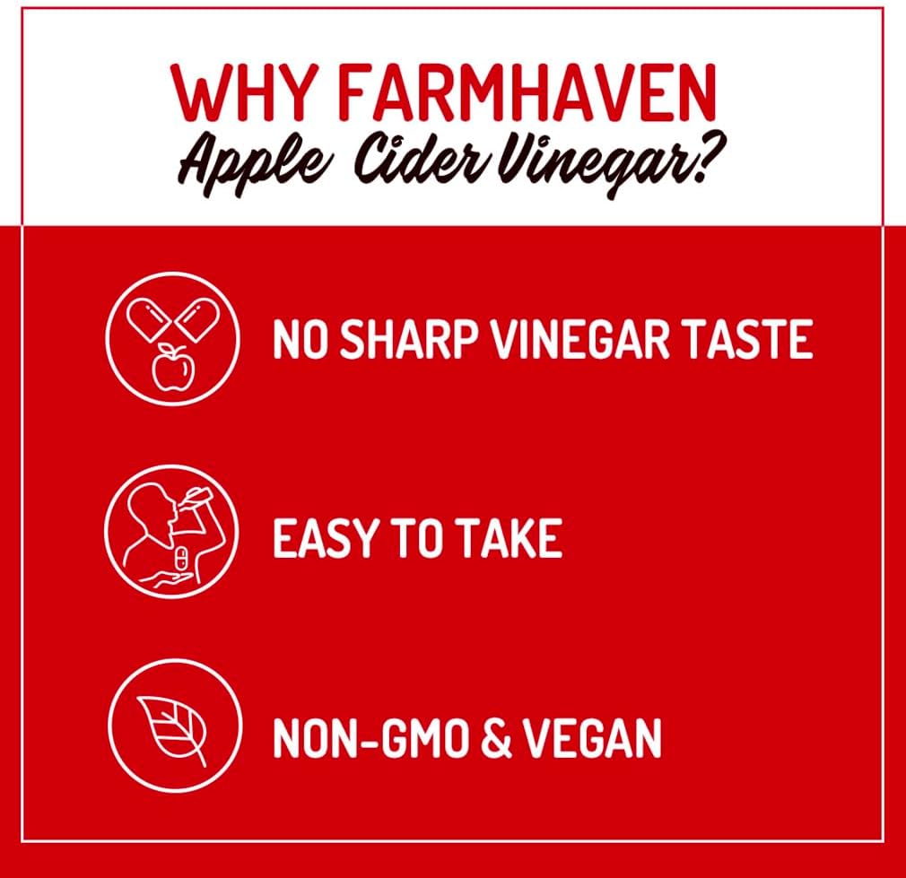 FarmHaven Apple Cider Vinegar Capsules with Ginger, Papaya & Chamomile | 1390mg | Supports Digestion & Immunity | Non-GMO & 100% Natural | 450 Capsules