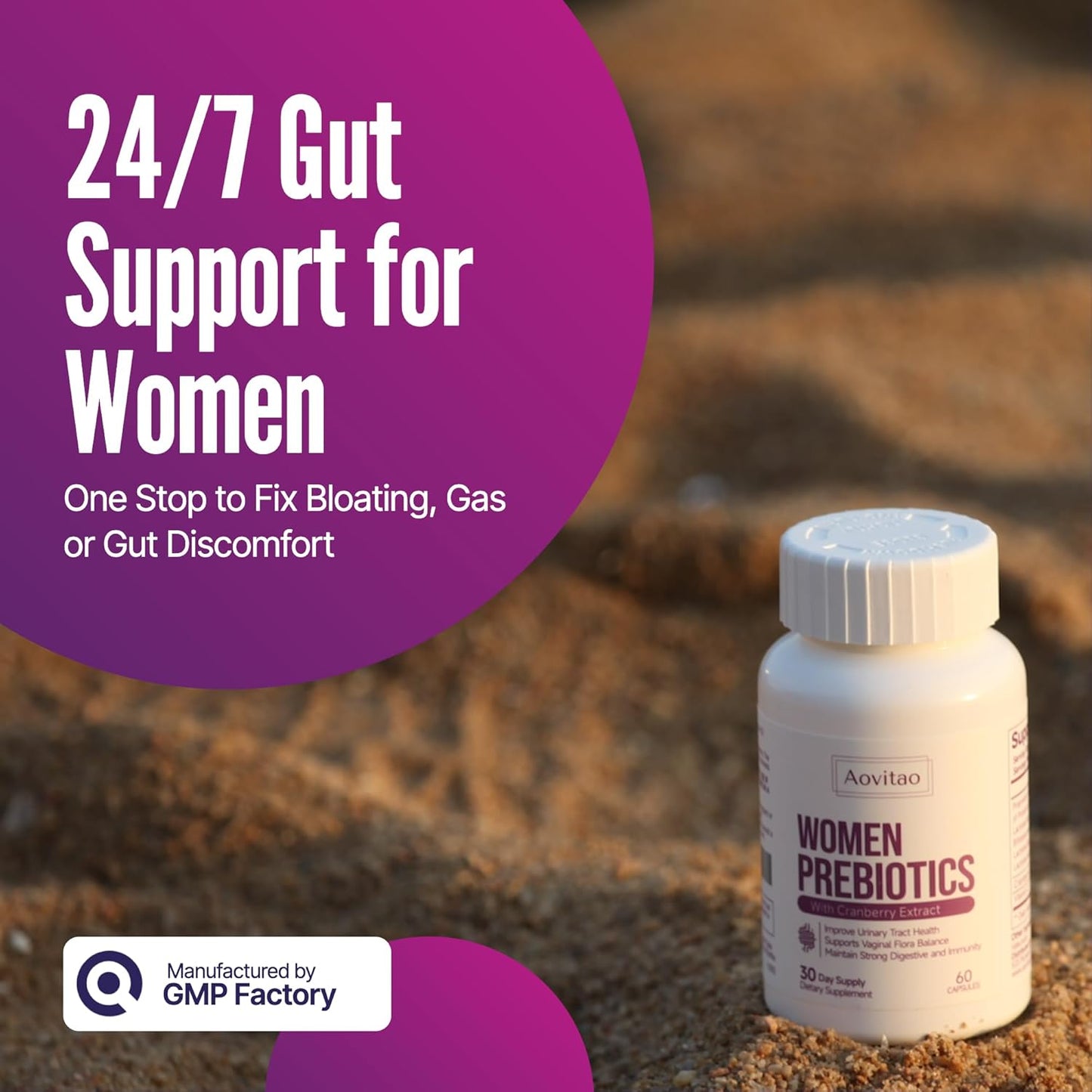 Feminine Gut Health Probiotic Capsules - 60 Billion CFU Vaginal and Urinary Tract Support for Women - Prebiotics for pH Balance