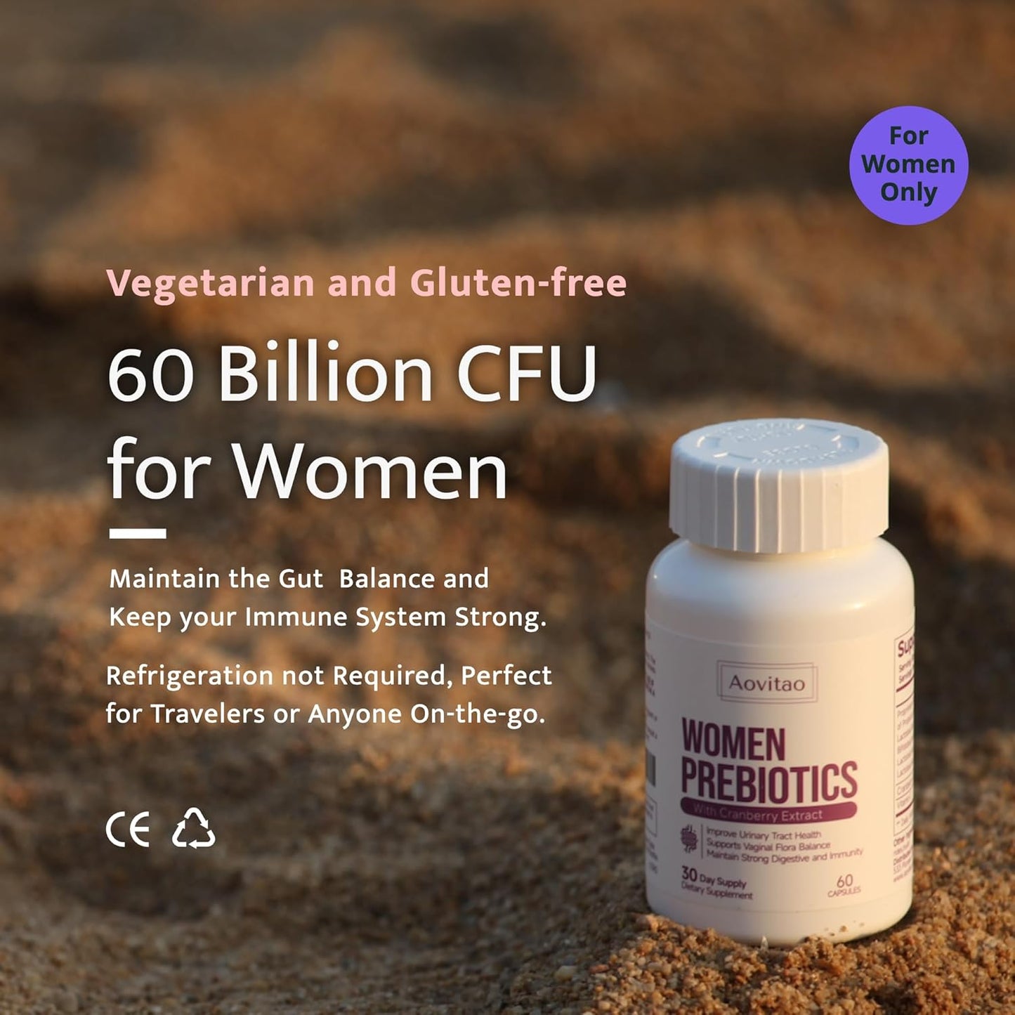 Feminine Gut Health Probiotic Capsules - 60 Billion CFU Vaginal and Urinary Tract Support for Women - Prebiotics for pH Balance
