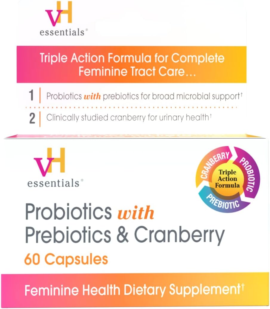 Feminine Health Bundle: Probiotics, Prebiotics, Cranberry Capsules & Odor Control Wipes with Boric Acid