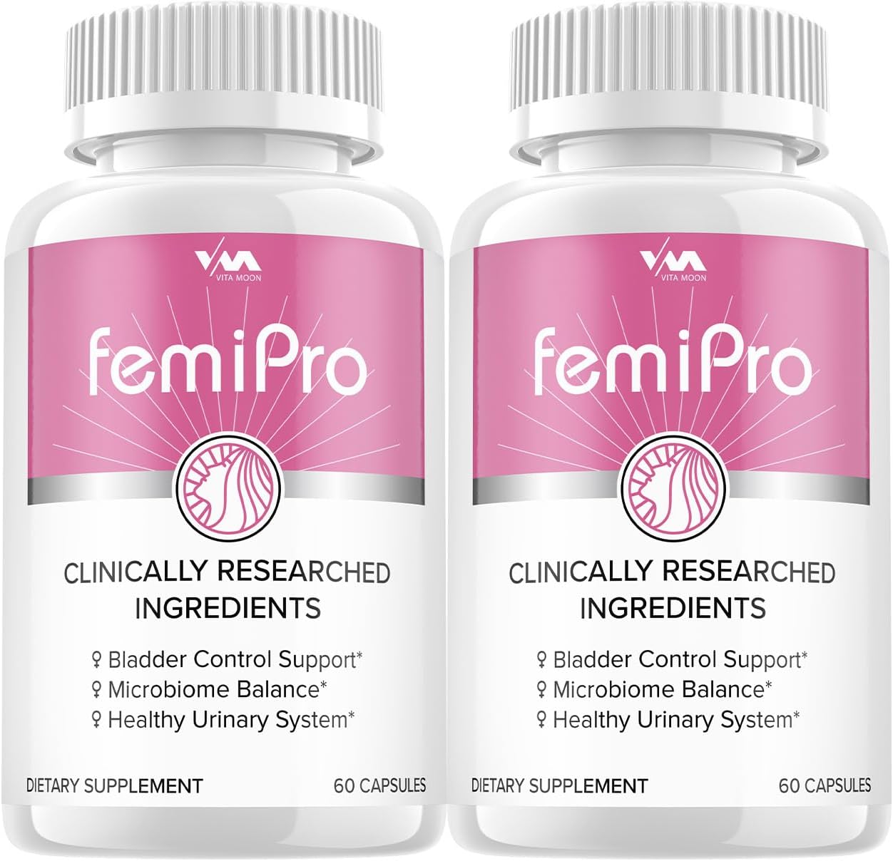 FemiPro Advanced Formula Probiotics for Bladder Control Support - 2 Pack Vitamoon Femi Pro, Microbiome Balance, Healthy Urinary System - 120 Capsules