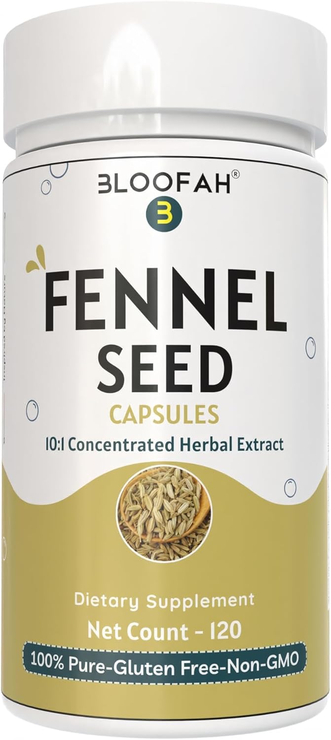 Fennel Seed Capsules 500mg | 10:1 Extract | Non-GMO, Gluten-Free | Traditional Herbal Formula | 120 Count