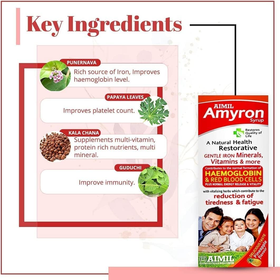 Fett Amyron Multivitamin Syrup for Energy & Hemoglobin Boost - 200 ML (Pack of 3)
