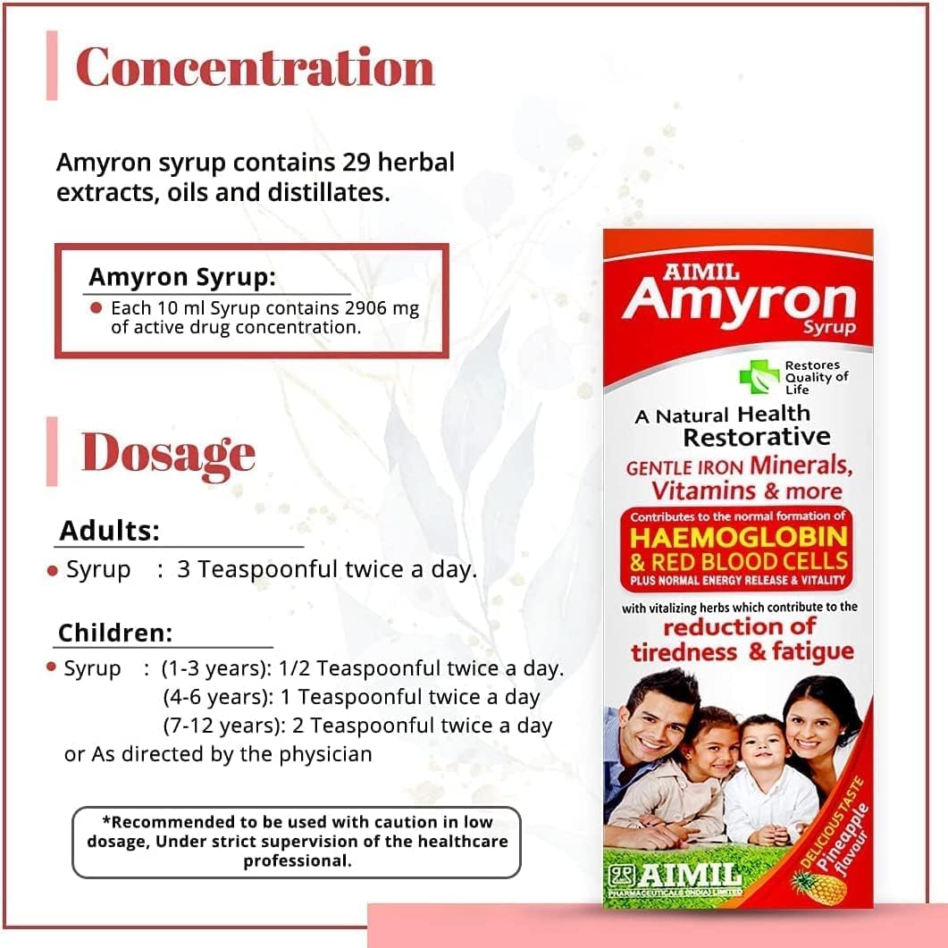 Fett Amyron Multivitamin Syrup for Energy & Hemoglobin Boost - 200 ML (Pack of 3)