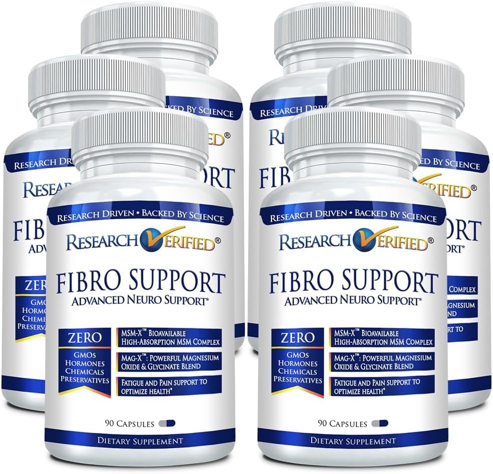 Fibro Support Supplement - 540 Capsules - MSM, Magnesium, Vitamin D3, BioPerine - Vegan Formula - 6 Months Supply