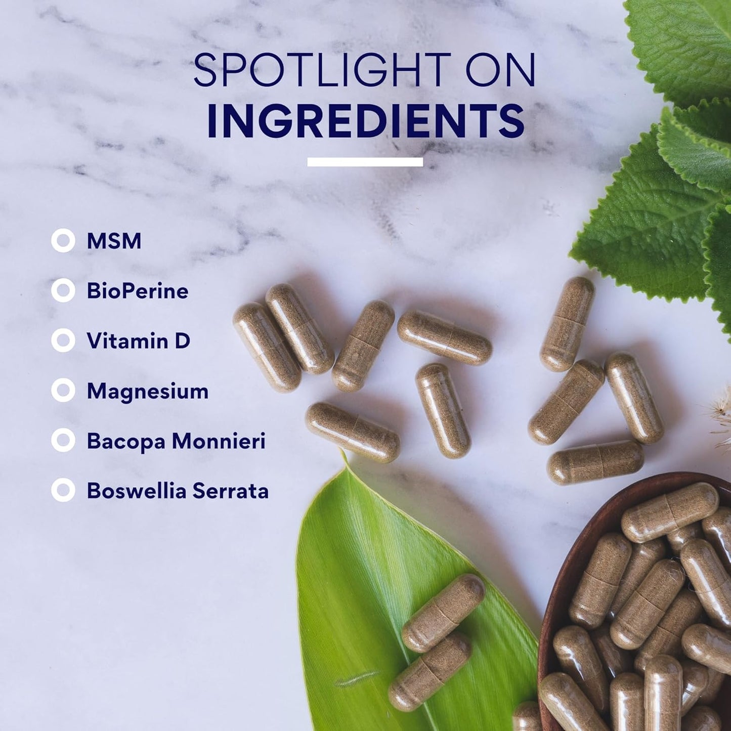 Fibro Support Supplement - 540 Capsules - MSM, Magnesium, Vitamin D3, BioPerine - Vegan Formula - 6 Months Supply