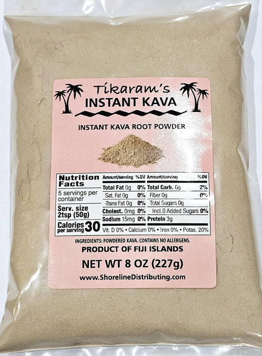 Fiji Market Wholesale LLC: Authentic Tikaram's Instant Kava Powder, Fiji Waka, Noble Kava Root - 1/2 lb (8oz)