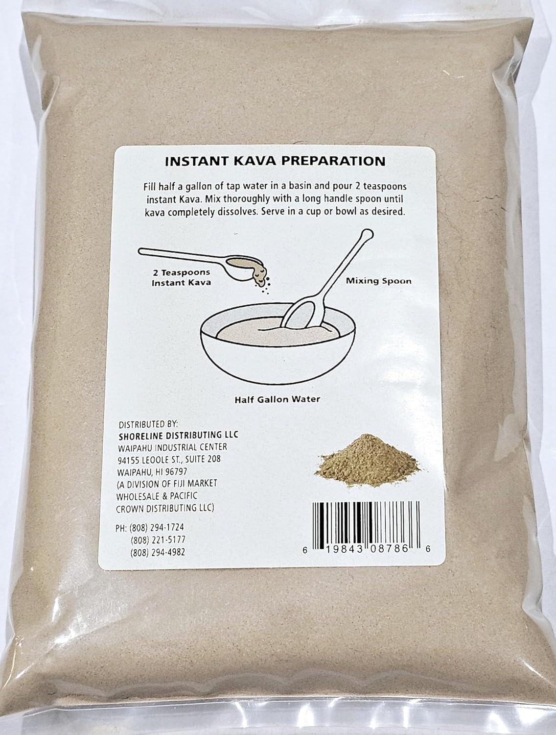 Fiji Market Wholesale LLC: Authentic Tikaram's Instant Kava Powder, Fiji Waka, Noble Kava Root - 1/2 lb (8oz)
