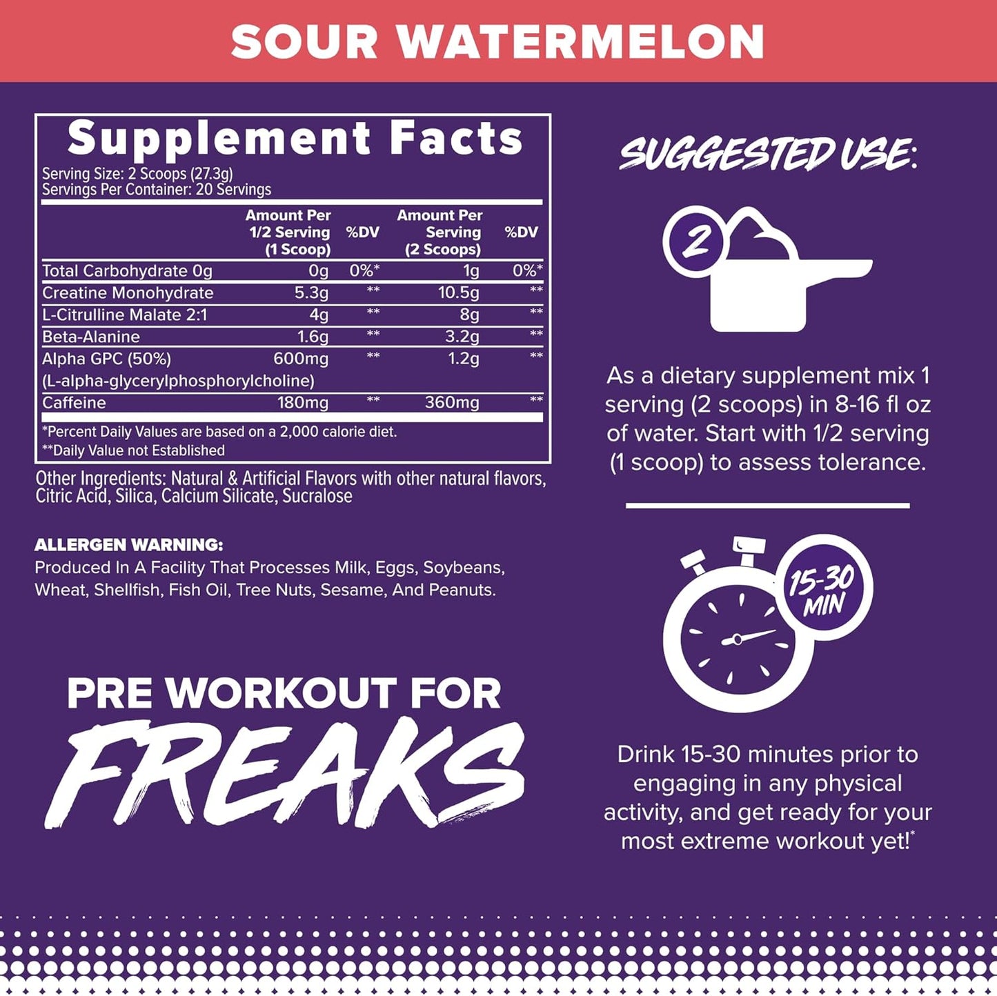 FINAFLEX Engage Pre Workout, Sour Watermelon - Enhance Performance with Creatine, Beta-Alanine, Alpha GPC, Citrulline & Caffeine - 20 Servings