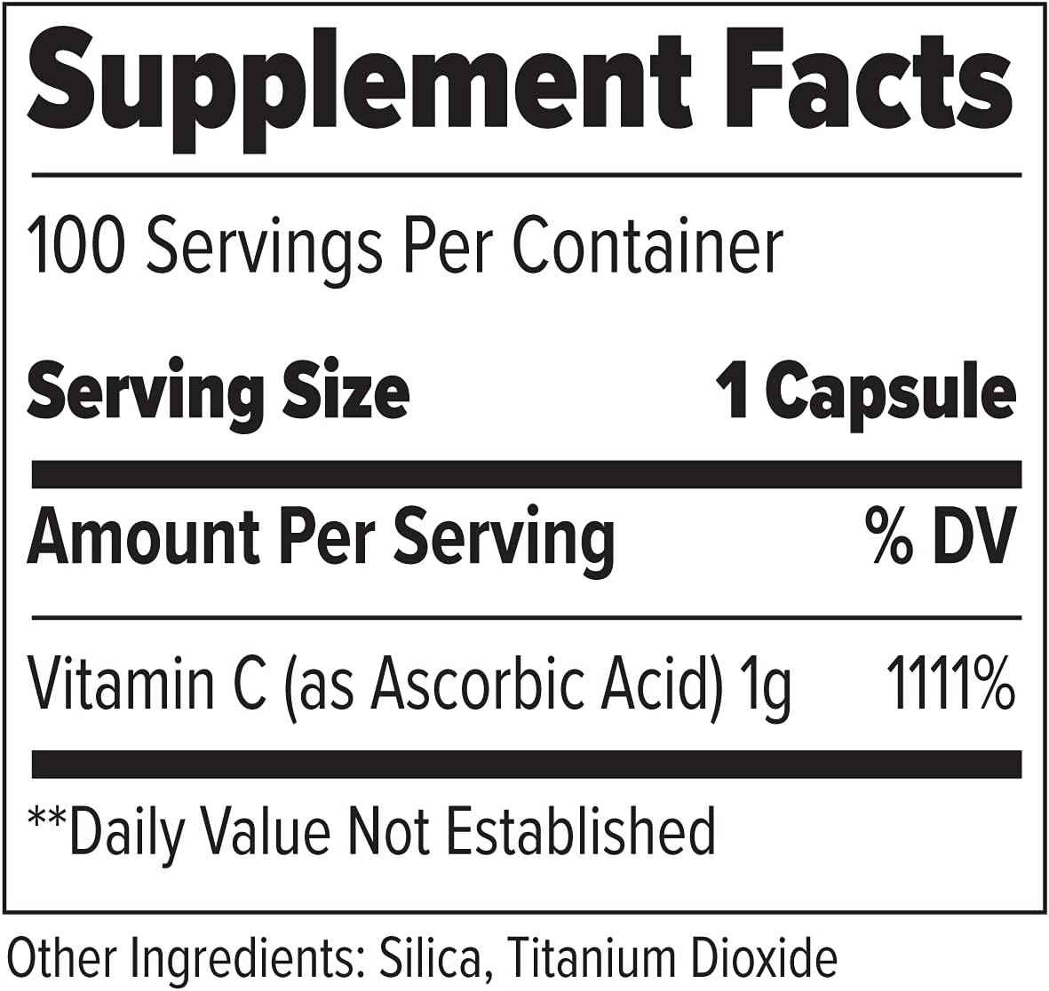 FINAFLEX Pure Vitamin C - 100 Capsules - Promotes Immune System Support & Collagen Production - 1000 mg of Vitamin C Per Serving - 100 Servings
