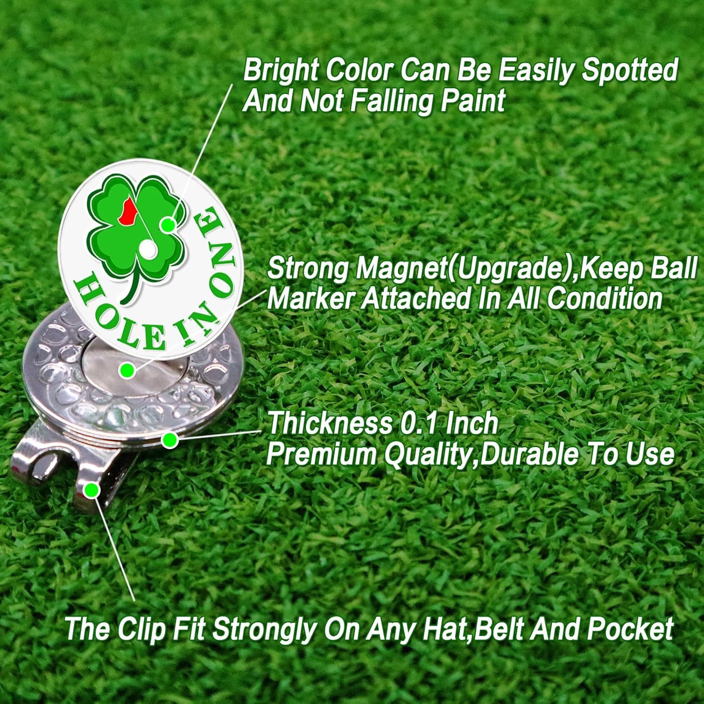 FINGER TEN Golf Ball Marker Set with Hat Clip - Assorted Patterns Divot Tool Accessories for Men, Women, and Kids