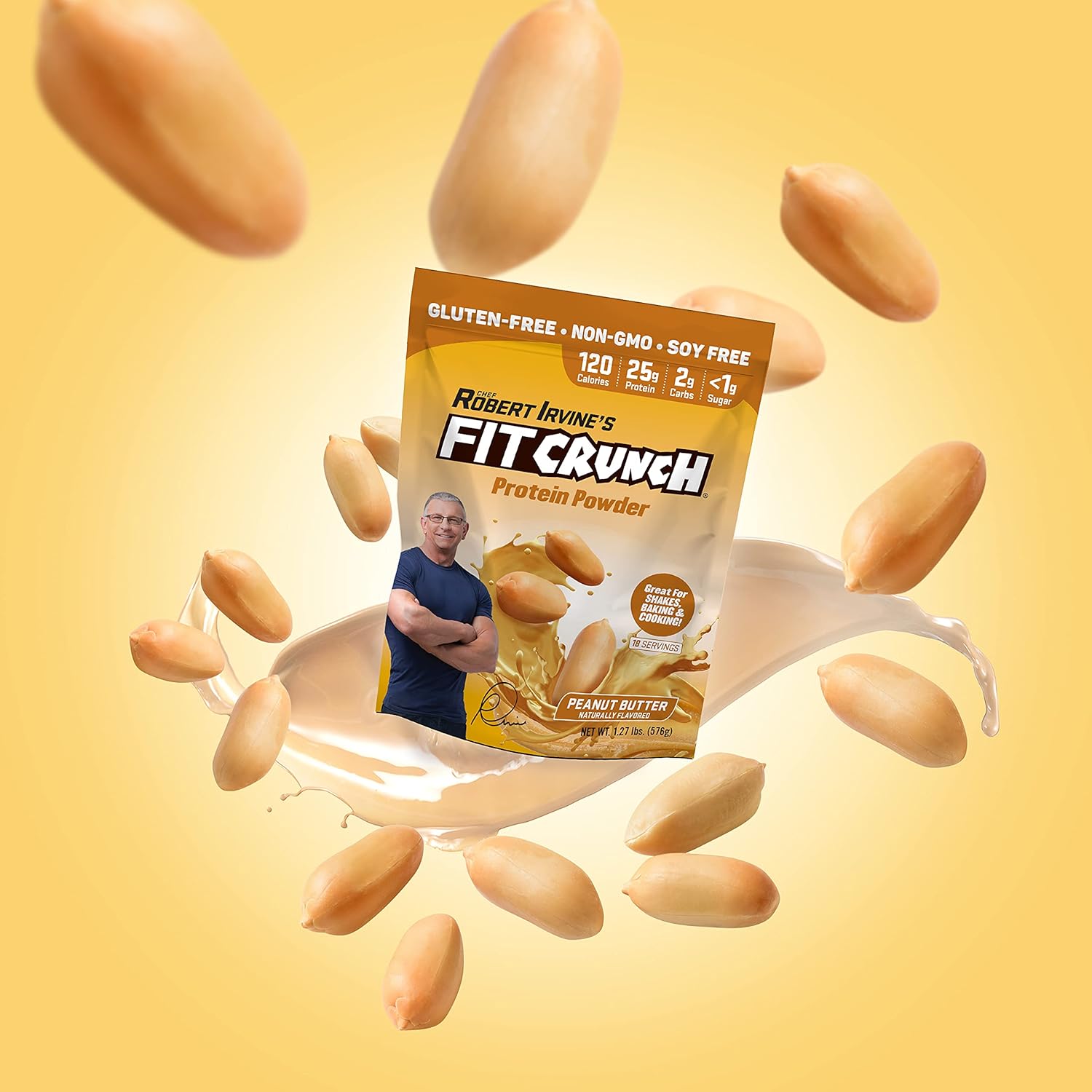 FITCRUNCH Tri-Blend Whey Protein: Keto-Friendly, Low-Calorie, High-Protein, Gluten-Free, Soy-Free - 18 Servings (Peanut Butter)