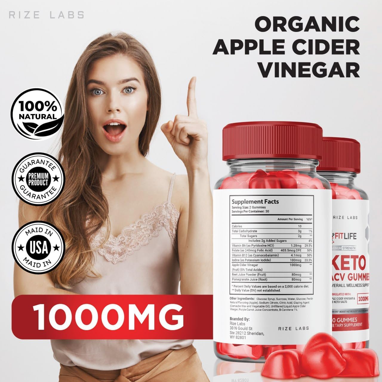 FitLife Keto ACV Gummies - Extra Strength Slimming Formula Supplement with Apple Cider Vinegar for Belly Fat Reduction (60 Gummies)