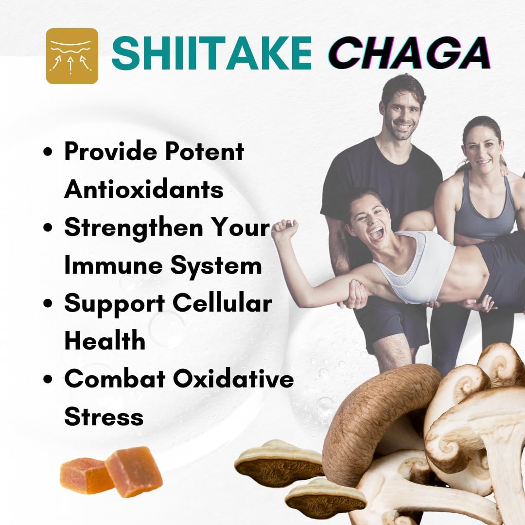 Focus, Clarity, and Immune Support Mushroom Extract Gummies with Lion’s Mane, Shiitake, Chaga & Maitake - Vegan, Keto-Friendly, Tropical Citrus Flavor