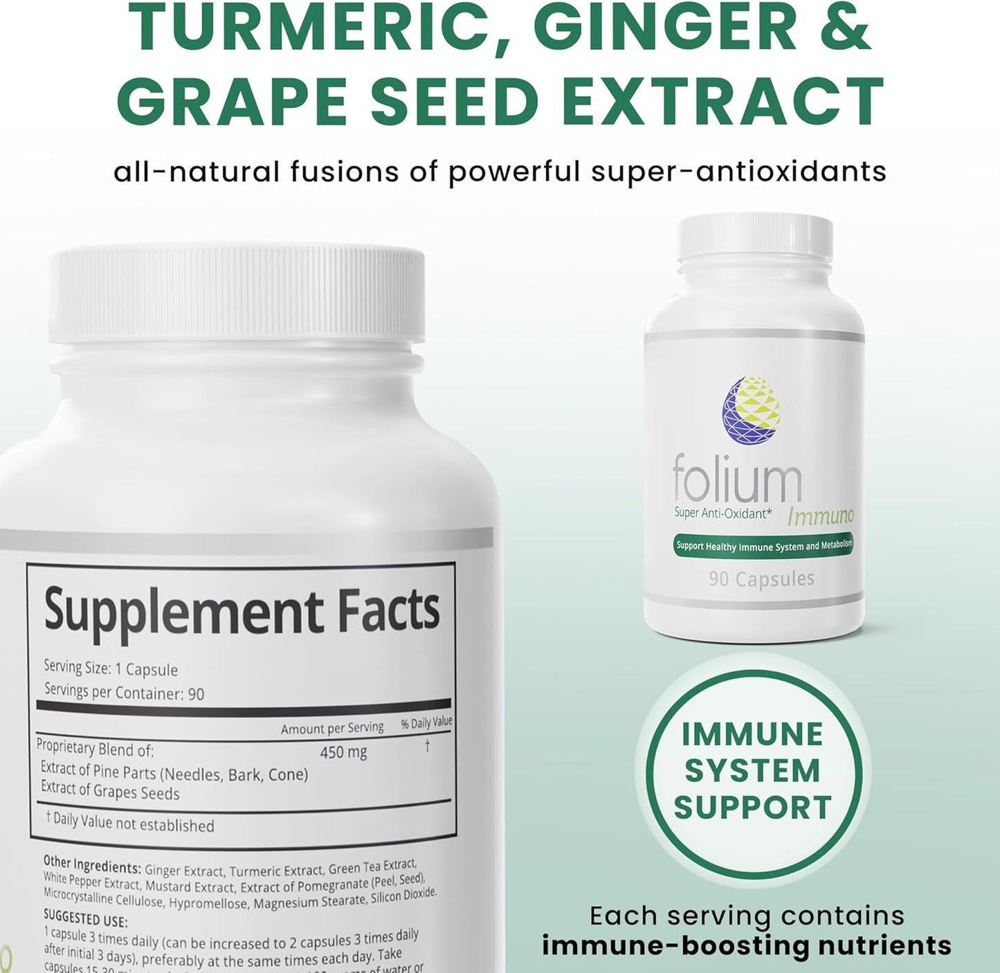 Folium Immuno Inflammatory Supplement with Pine Parts & Natural Extracts for Immune Support & Inflammation Management