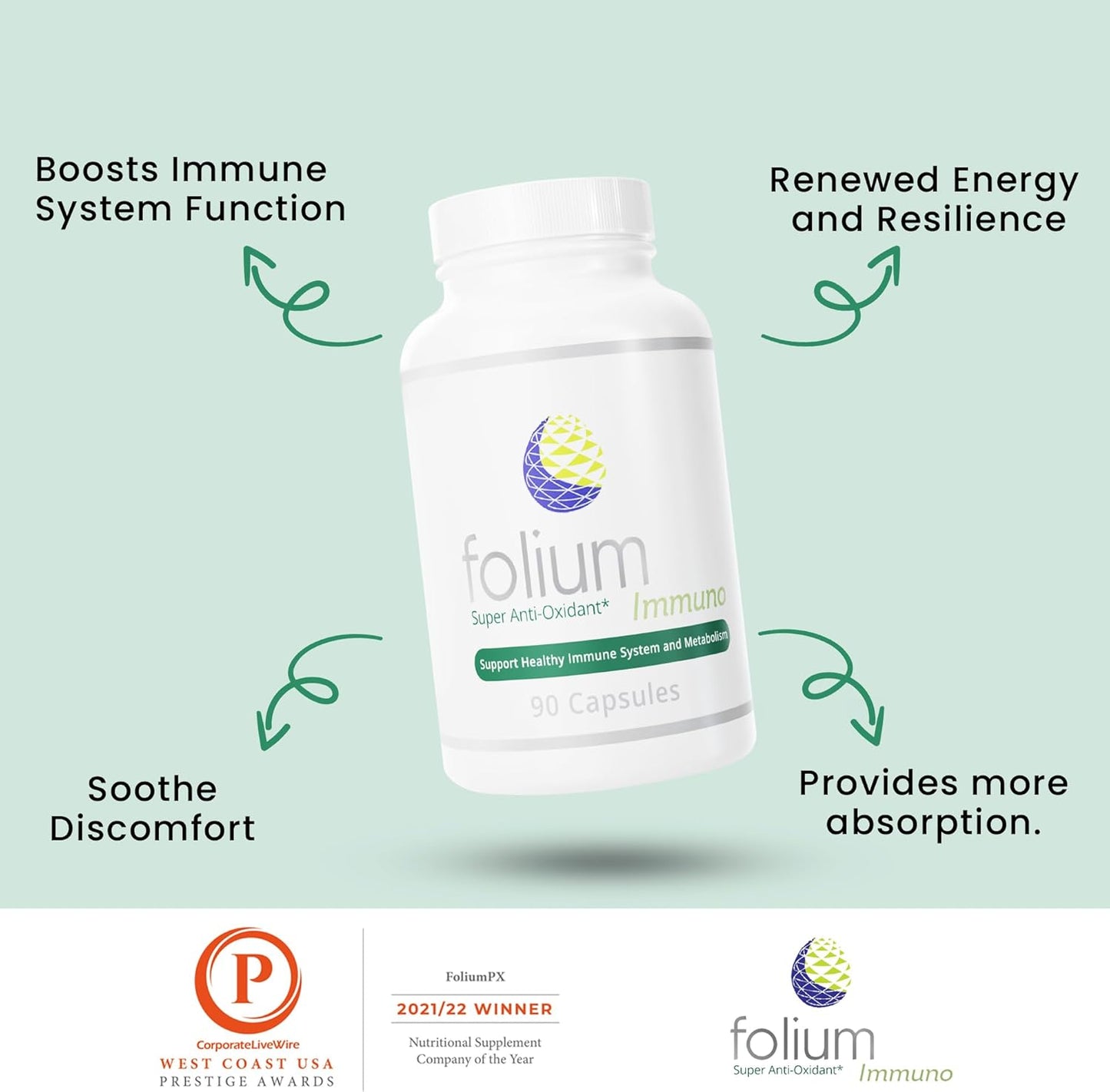 Folium Immuno Inflammatory Supplement with Pine Parts & Natural Extracts for Immune Support & Inflammation Management