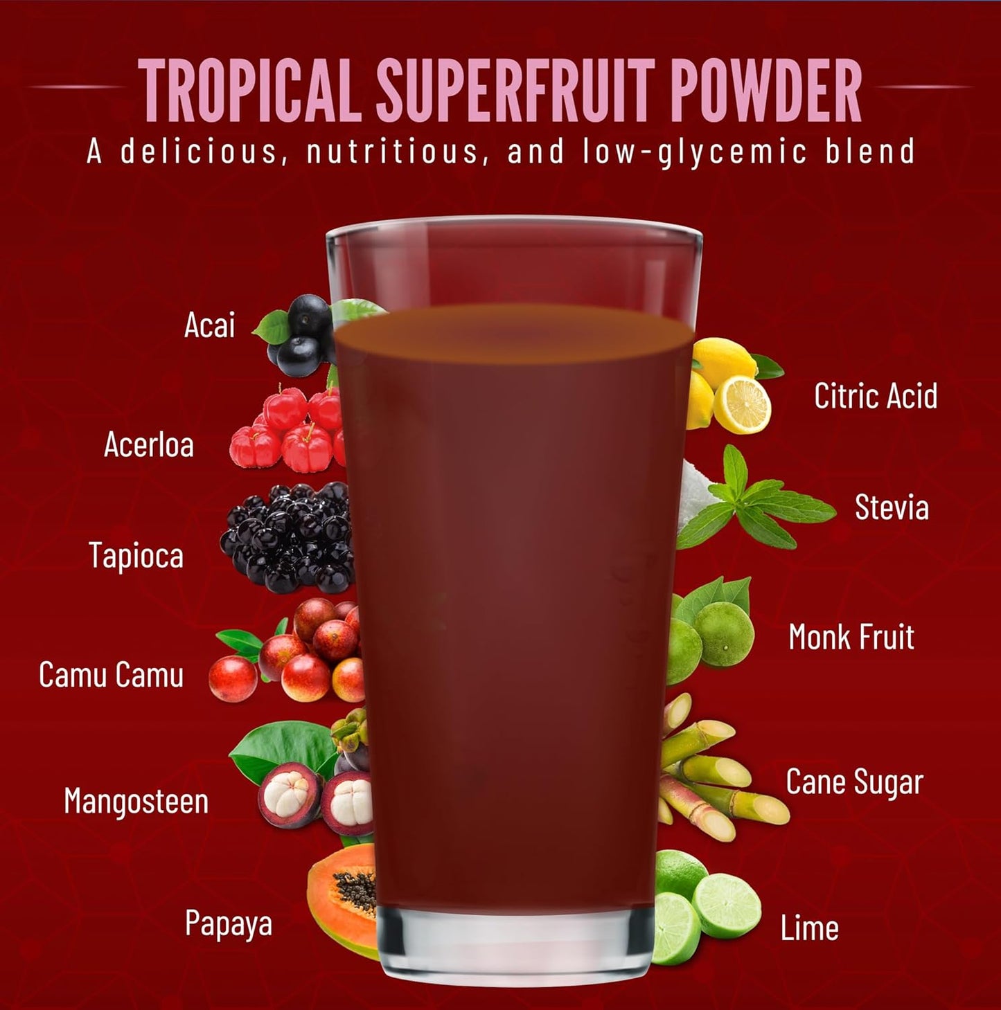 Freeze-Dried High-Antioxidant Tropical Fruit Powder for Hydration & Energy - 10.8 oz, 30 Servings