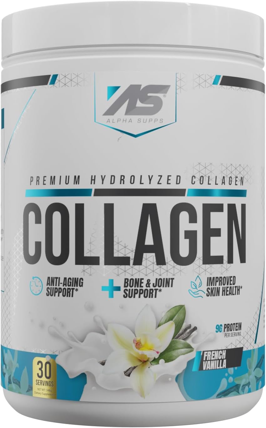 French Vanilla Collagen Peptides Powder with Digestive Enzymes - 30 Servings for Men & Women