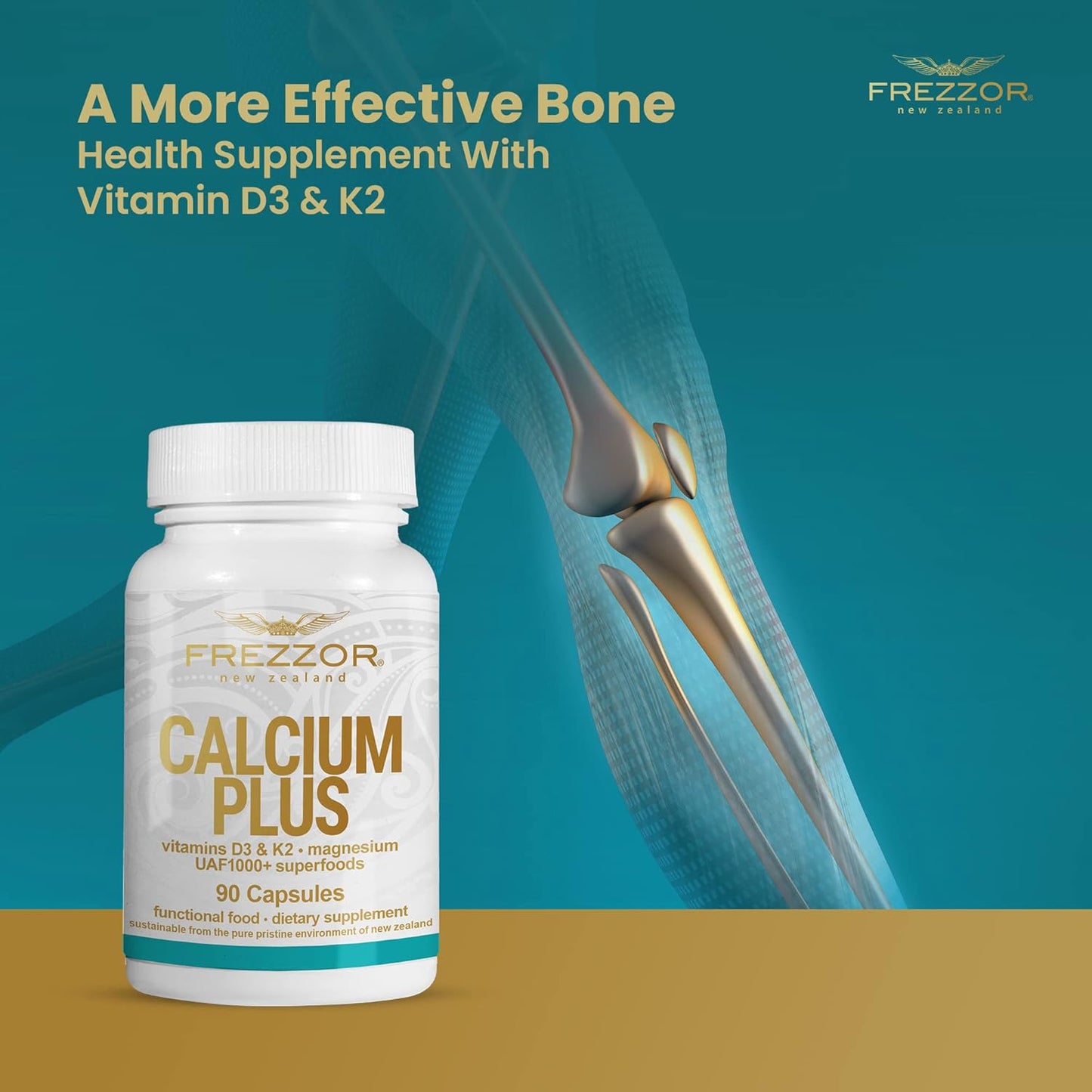 FREZZOR Calcium Plus with UAF1000+ Super Antioxidant for Bone Health, Supports Body Weight, Essential Minerals, 450 caps, 5 Month Supply