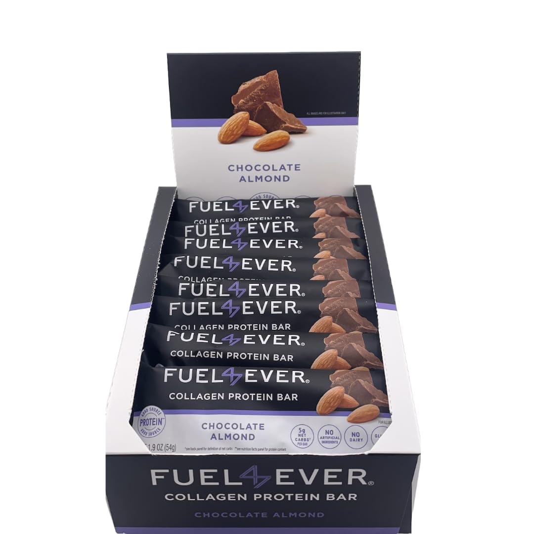 Fuel4Ever Collagen Protein Bars Chocolate Almond + Fast Intermittent Fasting Powder Watermelon + SLEEP Supplement Berry