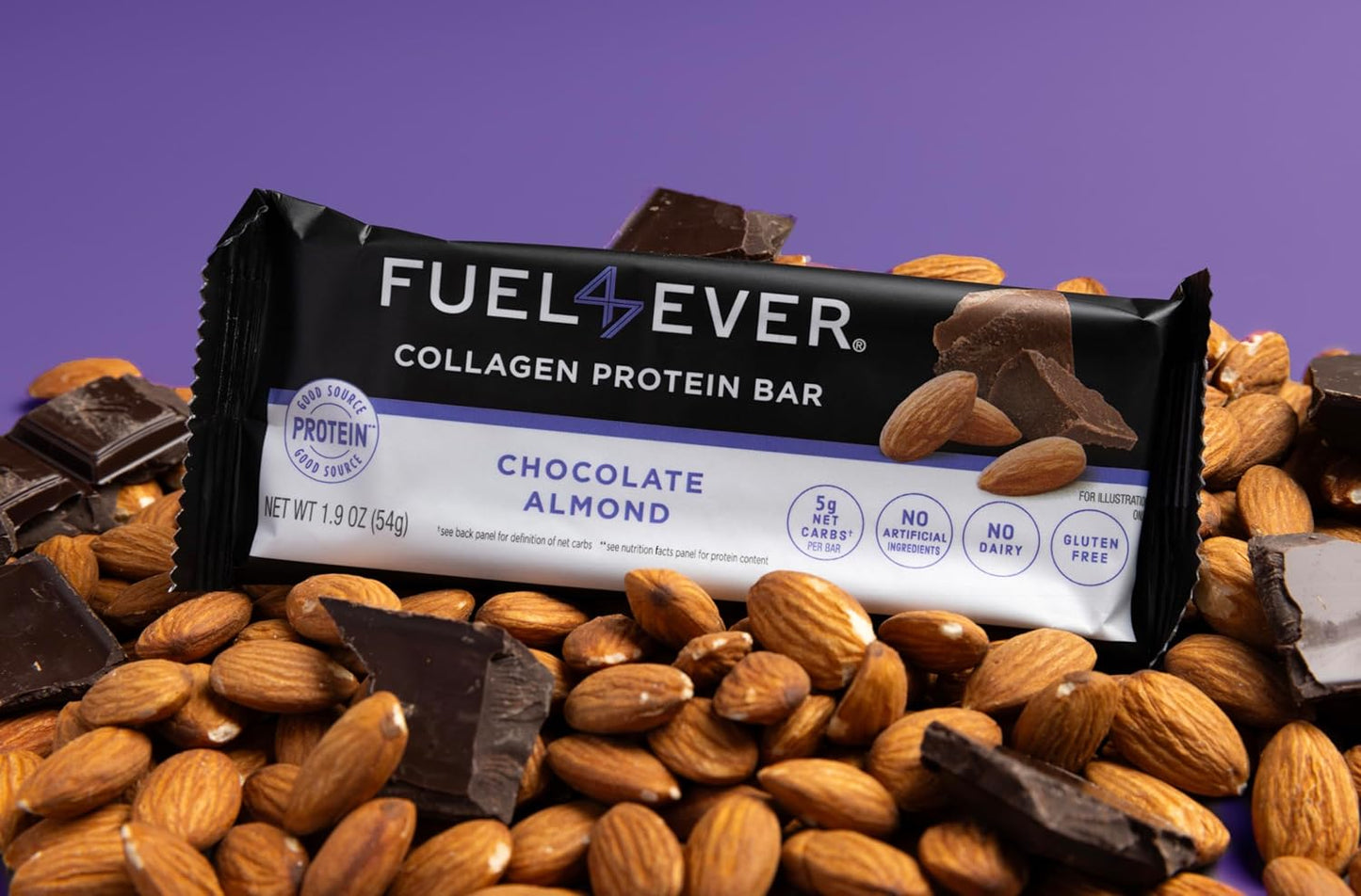 Fuel4Ever Collagen Protein Bars Chocolate Almond + Fast Intermittent Fasting Powder Watermelon + SLEEP Supplement Berry