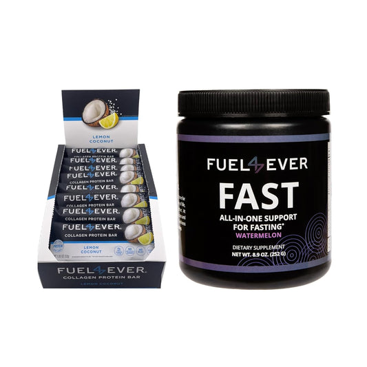 Fuel4Ever Collagen Protein Bars Lemon Coconut + Fast Intermittent Fasting Powder Watermelon Flavor