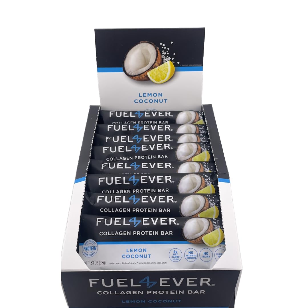 Fuel4Ever Collagen Protein Bars Lemon Coconut + Fast Intermittent Fasting Powder Watermelon + SLEEP Supplement Berry Flavor