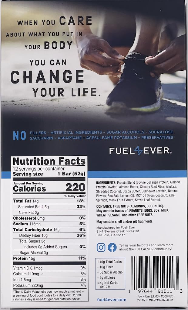 Fuel4Ever Collagen Protein Bars Lemon Coconut + Fast Intermittent Fasting Powder Watermelon + SLEEP Supplement Berry Flavor