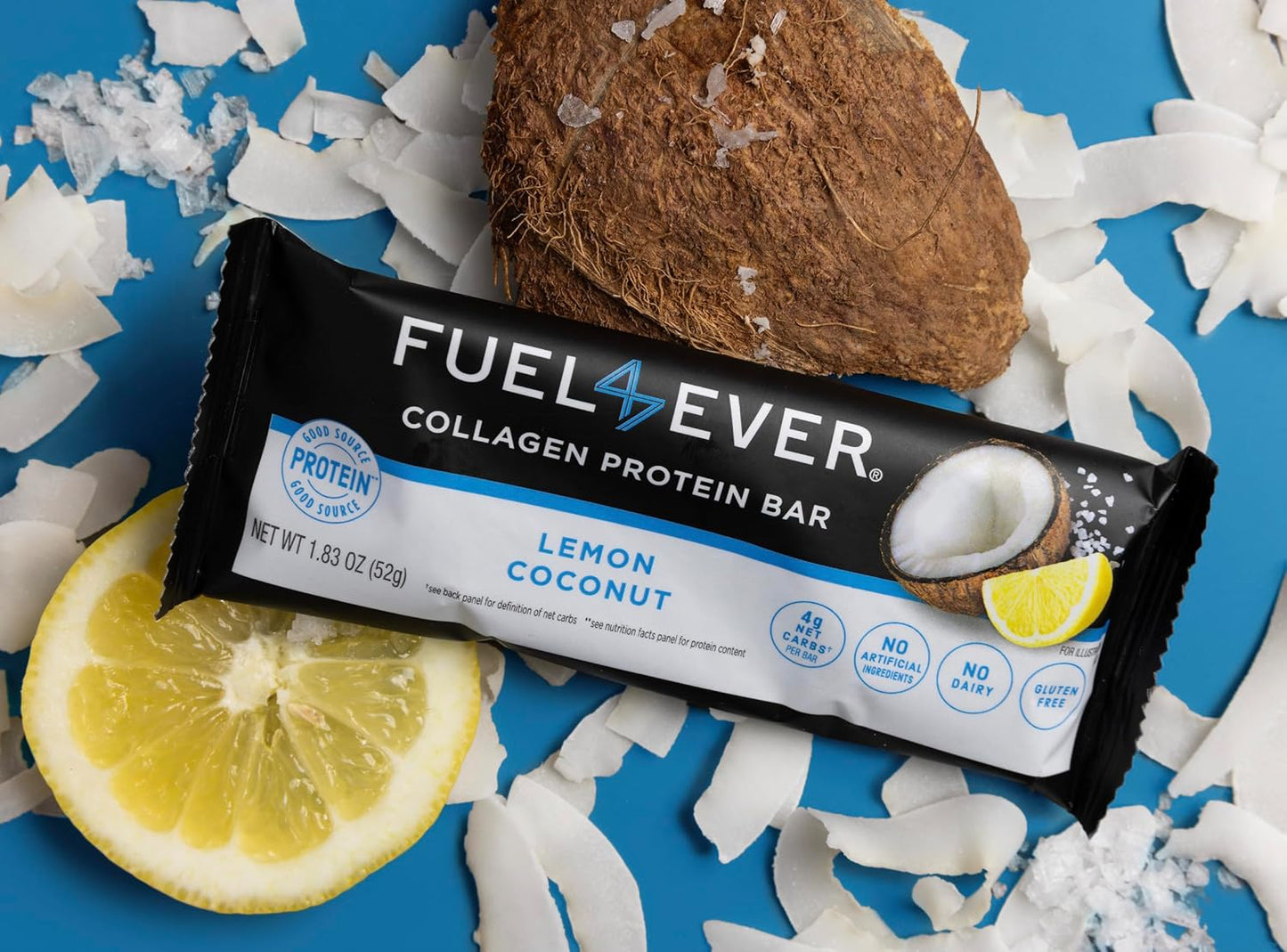 Fuel4Ever Collagen Protein Bars Lemon Coconut + Fast Intermittent Fasting Powder Watermelon + SLEEP Supplement Berry Flavor
