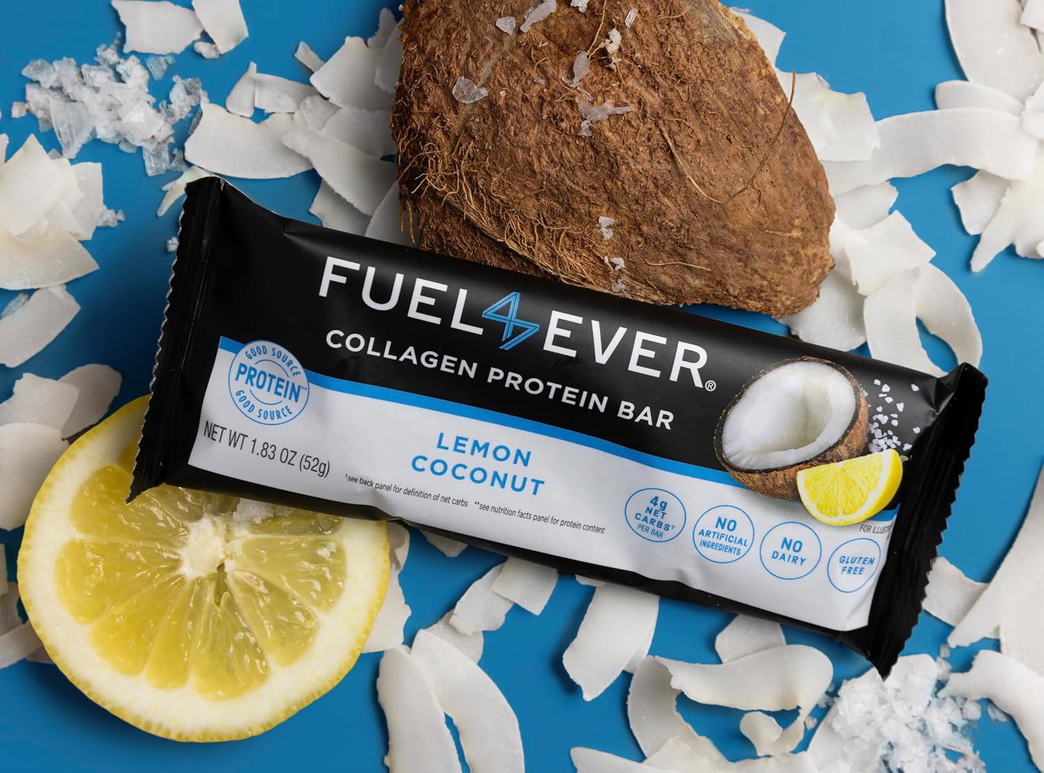 Fuel4Ever Collagen Protein Bars Lemon Coconut + Fast Intermittent Fasting Powder Watermelon + SLEEP Supplement Berry Flavor
