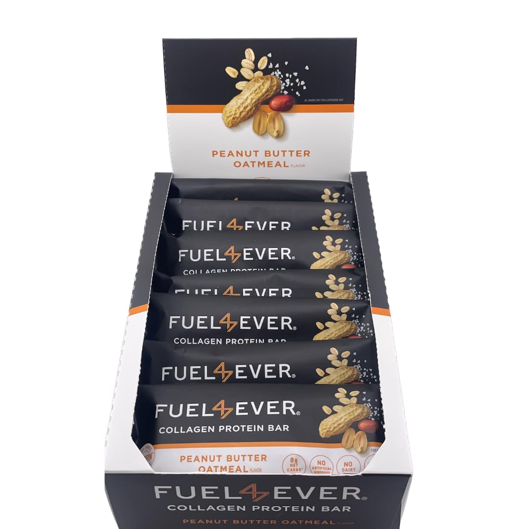 Fuel4Ever Collagen Protein Bars Peanut Butter Oatmeal, Watermelon Fast Intermittent Fasting Powder, and Berry SLEEP Supplement