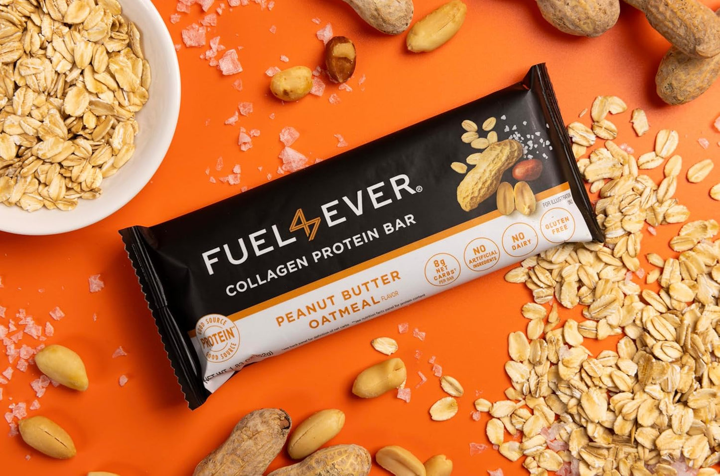 Fuel4Ever Collagen Protein Bars Peanut Butter Oatmeal, Watermelon Fast Intermittent Fasting Powder, and Berry SLEEP Supplement