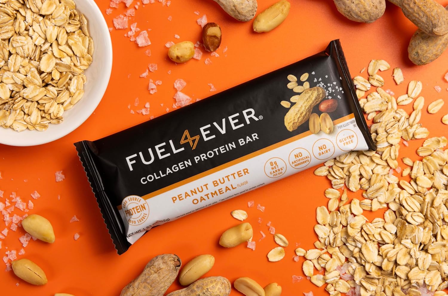 Fuel4Ever Collagen Protein Bars Peanut Butter Oatmeal, Watermelon Fast Intermittent Fasting Powder, and Berry SLEEP Supplement