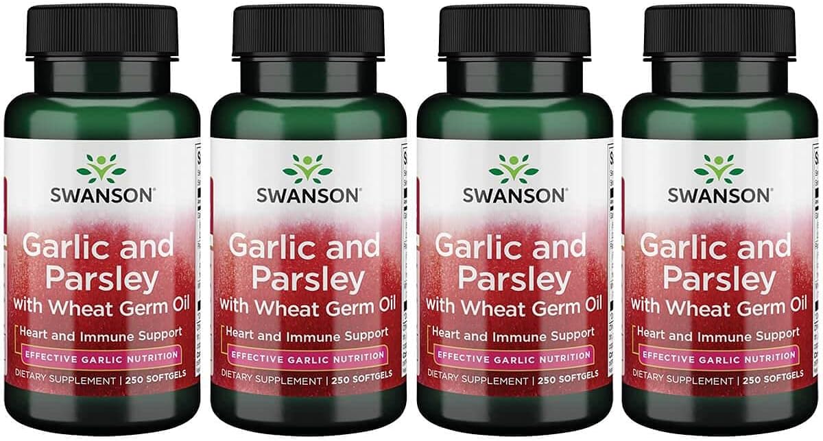 Garlic & Parsley Oil Softgels for Heart and Immune Support - 1000mg Supplement, 250 Softgels, Pack of 4