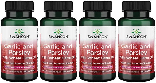 Garlic & Parsley Oil Softgels for Heart and Immune Support - 1000mg Supplement, 250 Softgels, Pack of 4