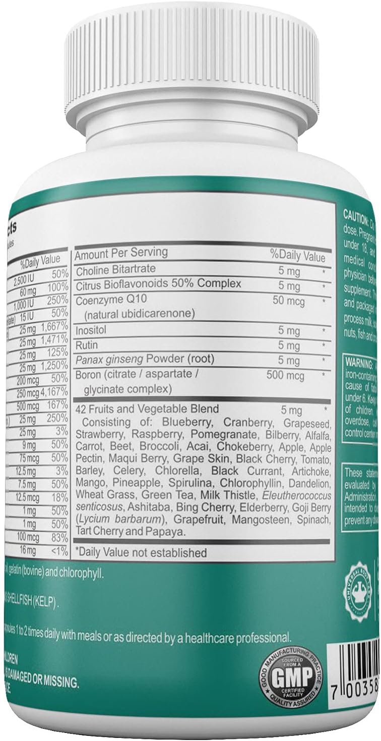 Gastric Bypass Vitamins with Iron & Super Fruits/Vegetables for Post-Bariatric Surgery - Quick-Dissolve Gel Capsules