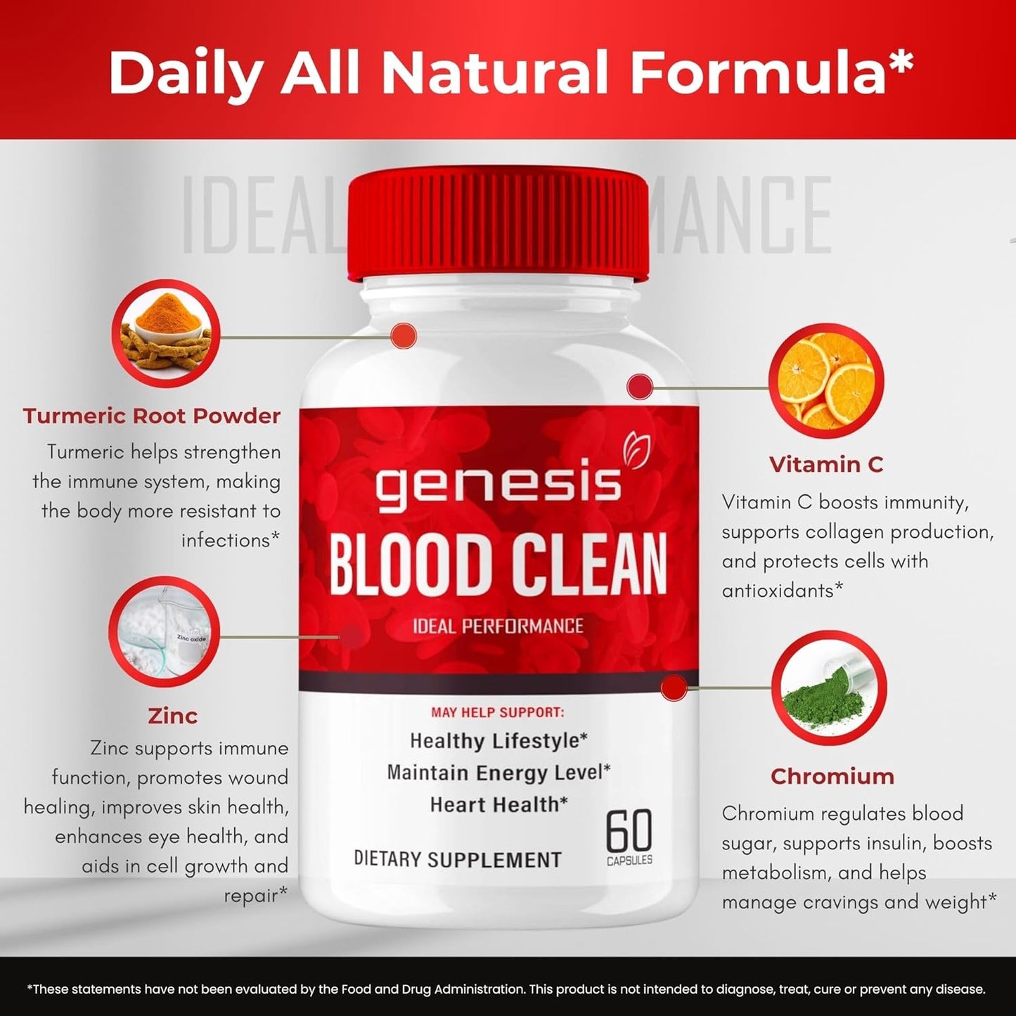 GenesisBlood Clean Capsules - Powerful Blood Vessel Cleaner Supplement for Optimal Performance - Natural Formula for Maximum Strength - GenesisBloodClean Pills (5 Pack)
