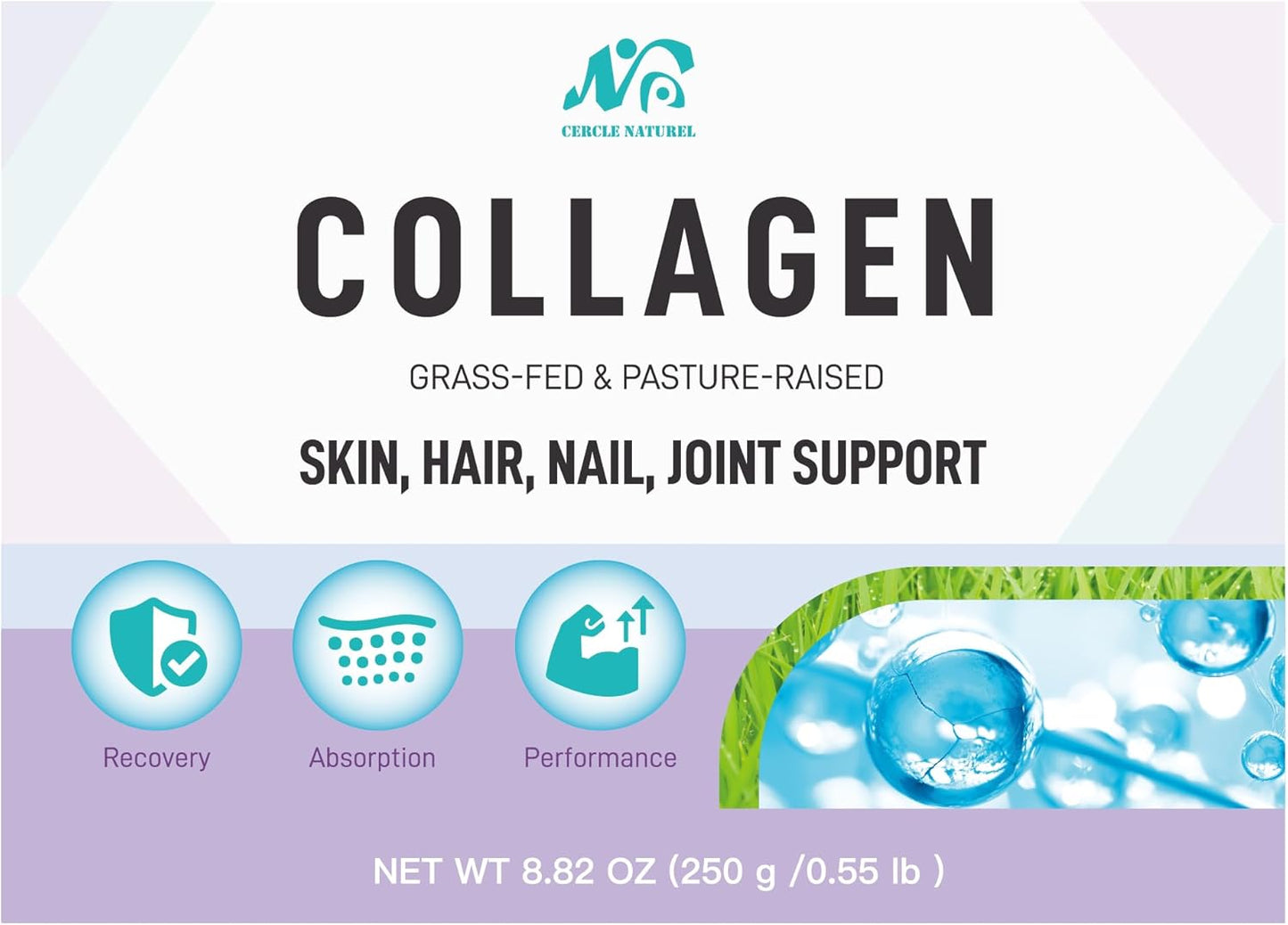 German Hydrolyzed Bovine Collagen Powder with Vitamin C & Biotin for Hair, Skin, Nails, and Joints - 8.82 oz