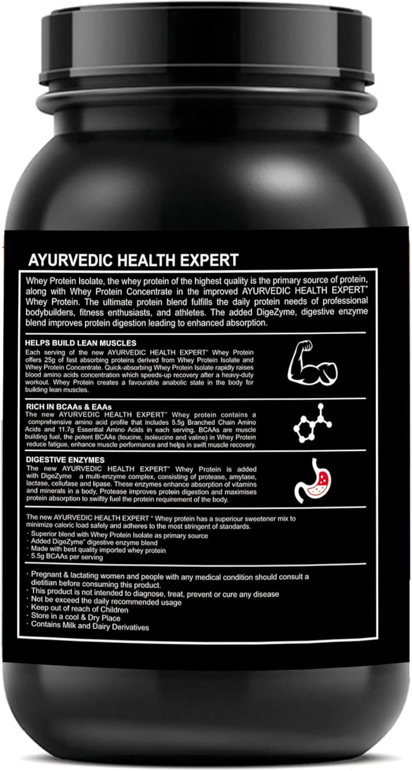 GH Whey Protein: Ayurvedic Health Expert Formula for Faster Recovery & Lean Muscle Growth - 1.1lbs Mango Flavor