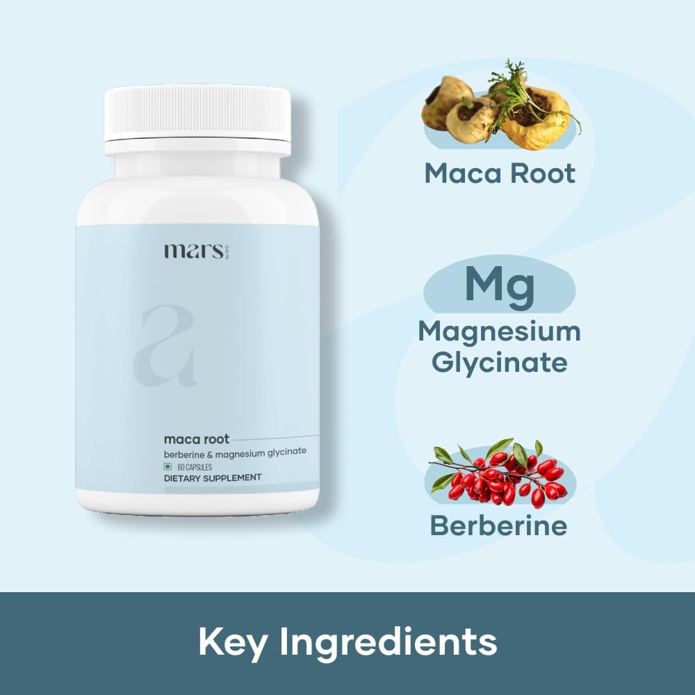 GHC Mars Maca Root Caps with Ginseng, Magnesium, and Berberine - 180 Capsules for Overall Well Being