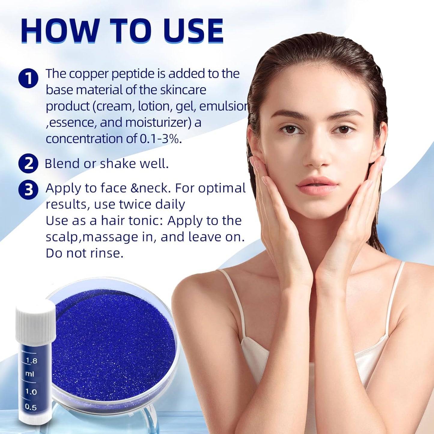GHK-CU Copper Peptide Powder - Promotes Collagen Production, Anti-Aging Skincare - Cosmetic Grade - 1g