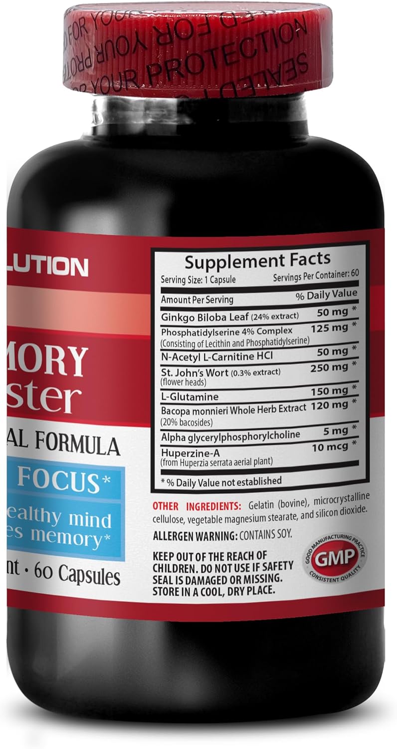 Ginkgo Biloba Extract Brain and Memory Booster Supplement - Improve Focus and Energy - 60 Capsules