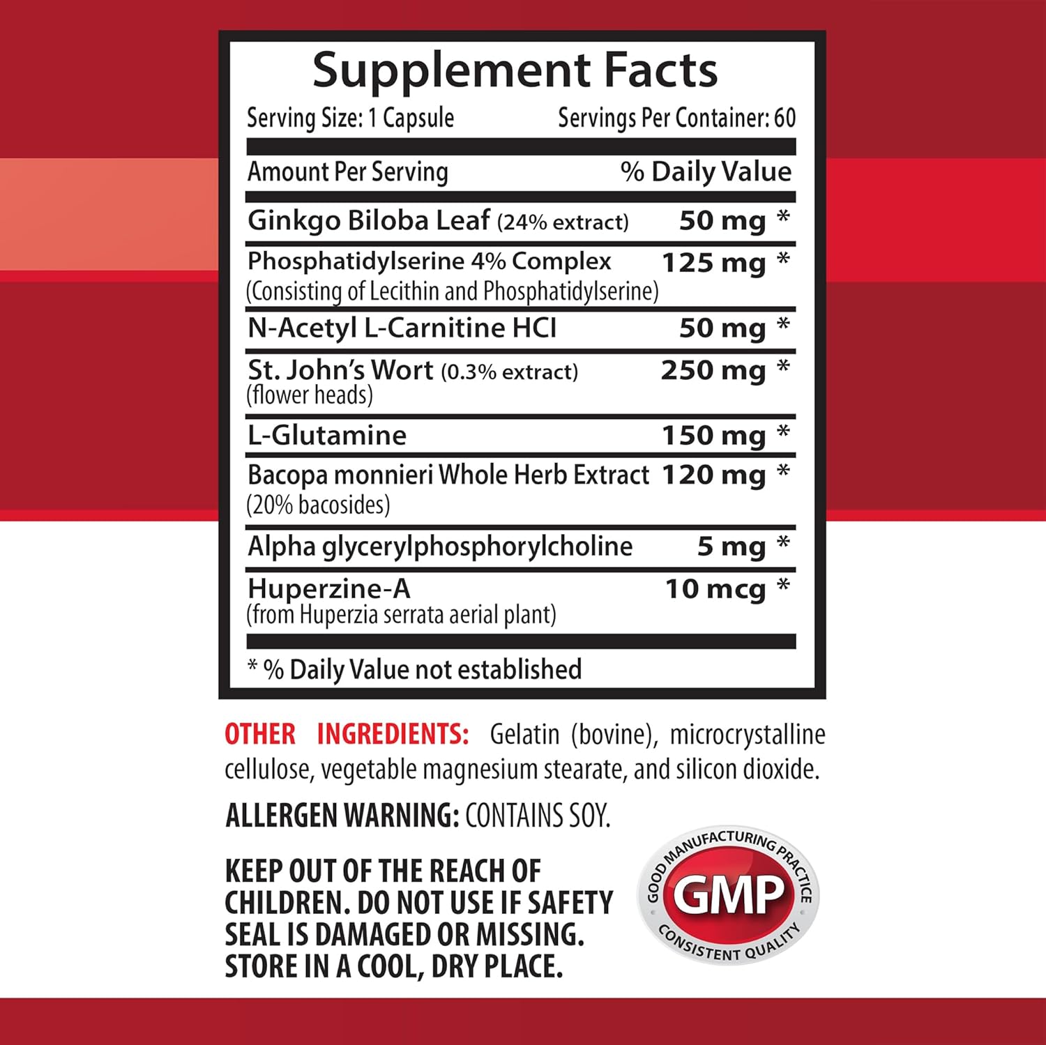 Ginkgo Biloba Extract Brain and Memory Booster Supplement - Improve Focus and Energy - 60 Capsules